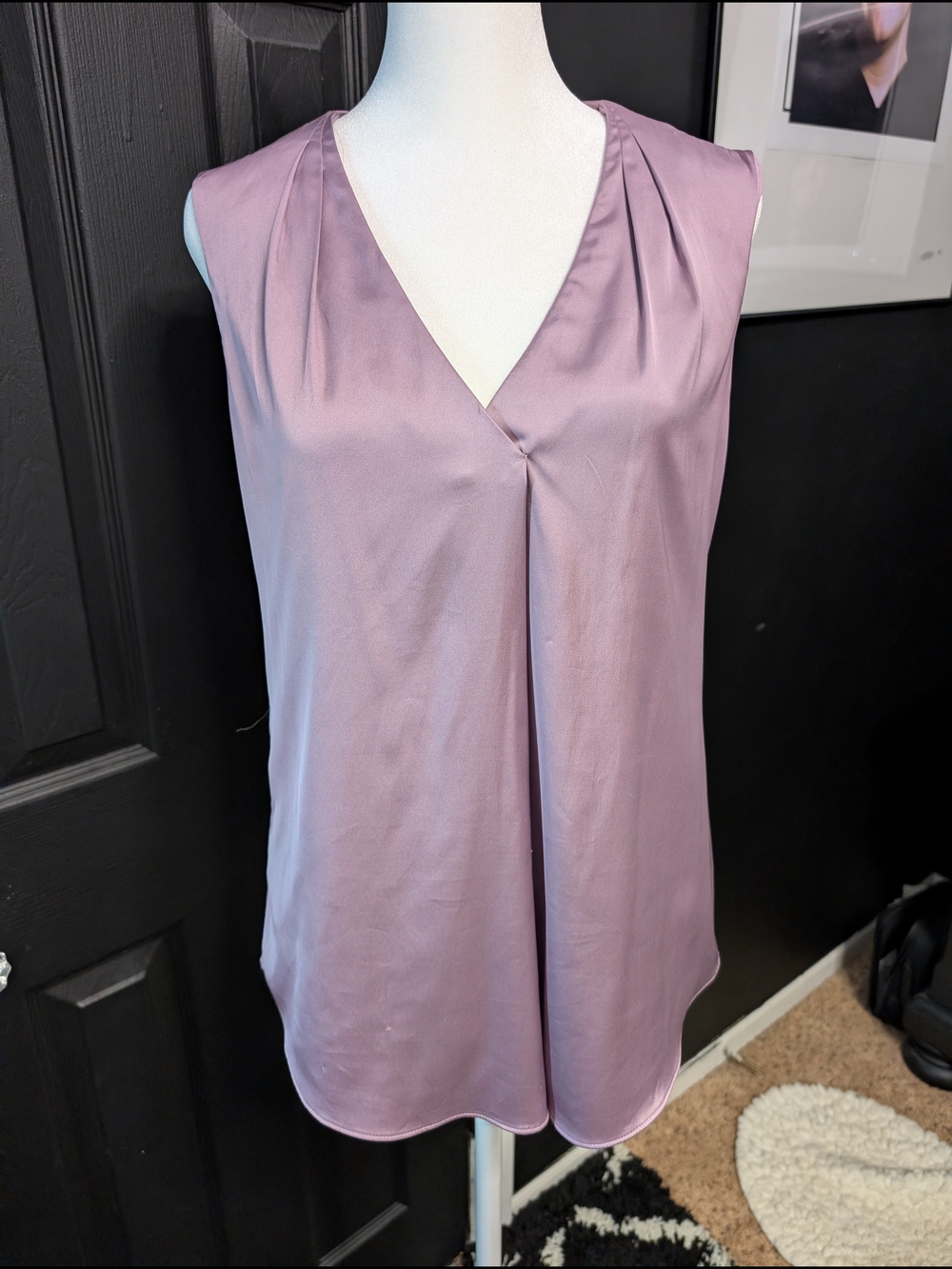 White House Black Market Lavender Satin V-Neck Camisole
